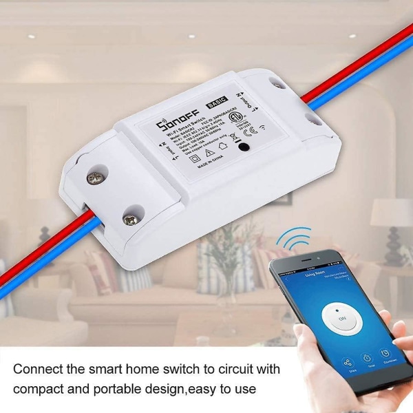 Sonoff Basic R2 Wifi Smart Light Switch Trådløs fjernkontroll Smart Timer Control Via Amazon Echo Alexa App, Android Ios-2