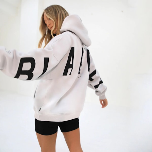 Blakely Hoodie - Dam Hoodie med Lång Ärm, Pullovertröja, Casual Topp white s