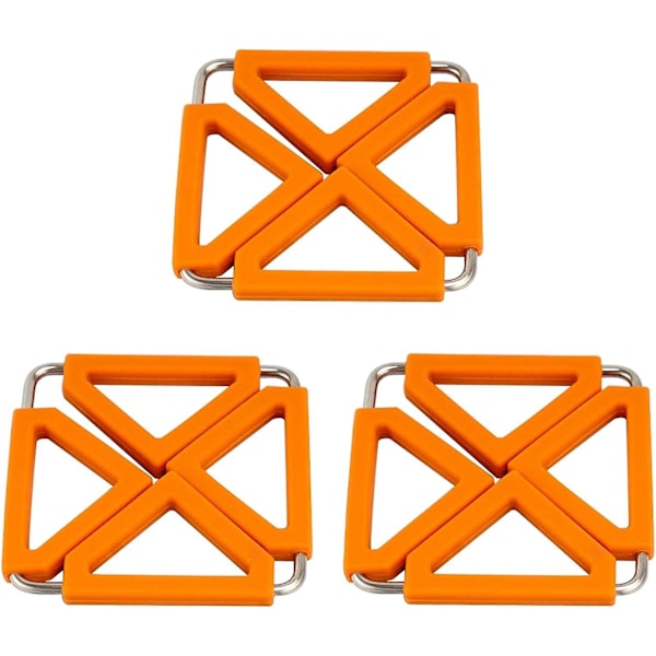 Silikon Trivet Måtte, 3 stk. Hot Pot Holder til Bordisoleringspuder Anti-Skrid Sikkerhed Højtemperaturbestandig Måtte Køkkenpande Stativ (Orange)