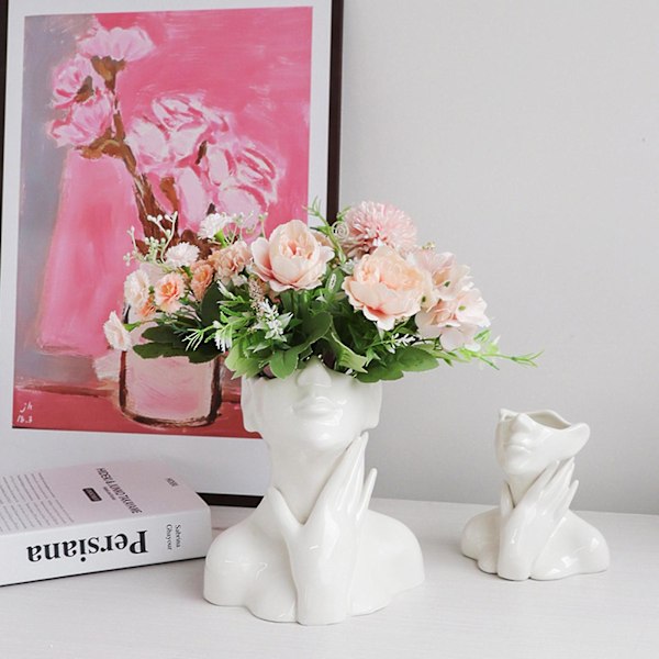 Keramisk Blomvas för Ansiktsblomsterarrangemang - Dekorativa Vardagsrumsdekorationer