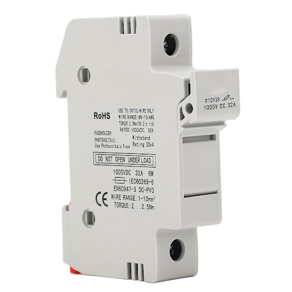Sikringsafbryder 32A 1000V DC med 10x38mm 15A PV-sikring - 1-polet
