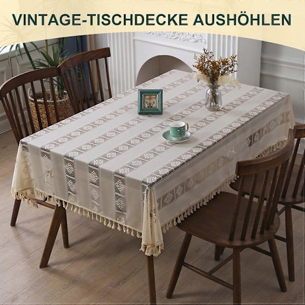 Bordsduk vävd ihålig bohemisk stil tofs matbordsduk halkfri elegant stilfull