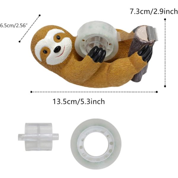 Cartoon Animal Desktop Tape Dispenser, Adhesive Roll Holder, Cute Sloth Tape Dispenser With Non-slip Base, Resin Tape Cutter Tool