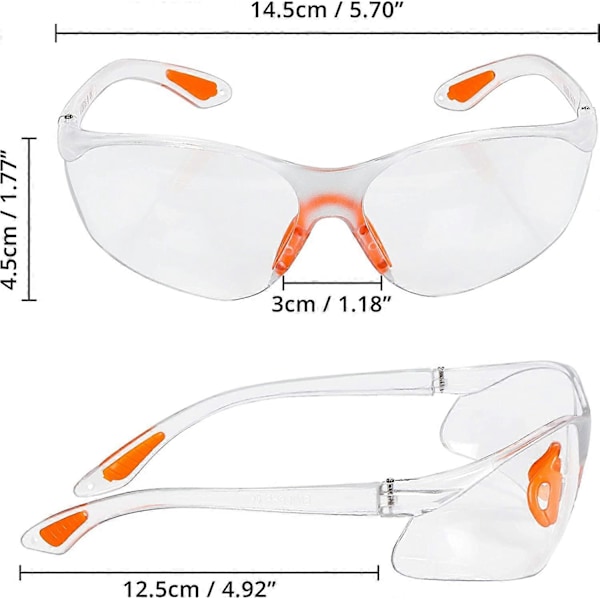 Set med 12 transparenta skyddsglasögon