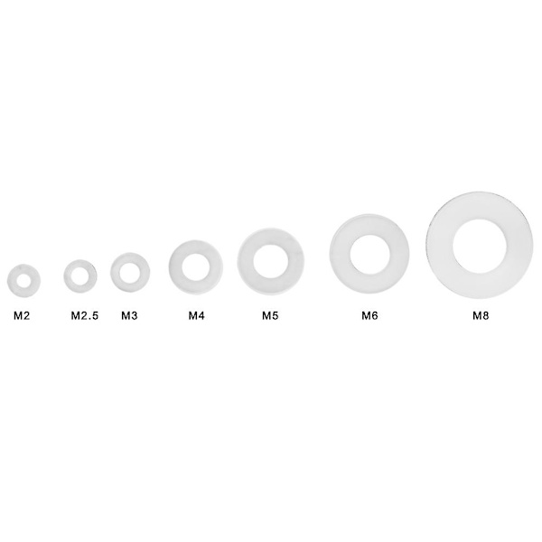 Nylon Plastbricka Plat Tätningsring Set 350st M2/M2.5/M3/M4/M5/M6/M8