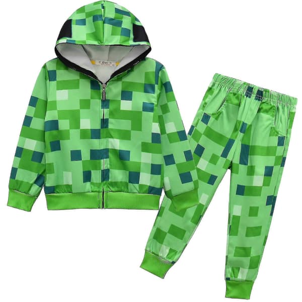 Minecraft kostumer til ældre børn i efteråret Langærmet dragt Pullover + Bukser Todelt sæt 7073