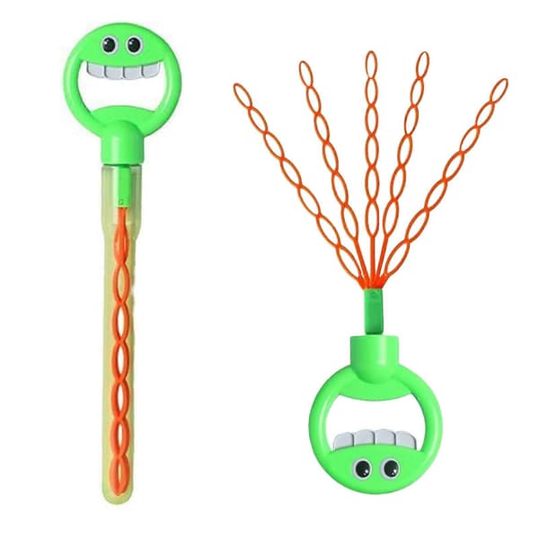 Smiley Bubble Wand med 10 förpackningar bubbelvätska* (grön)