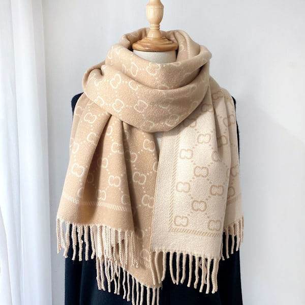 Warm Jacquard Short Tassel Scarf for Women