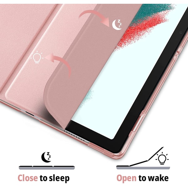 Ultraohut PU- case, joka on yhteensopiva Galaxy Tab A8:n kanssa jalustalla ja automaattisella nukkumistoiminnolla