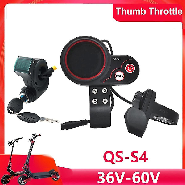 Qs-s4 36v-60v Tommelgas LCD Display Kit+3-polet Tændingsslås Nøgle Til Zero 8 9 10 8x 10x El-Scooter 6-polet Display