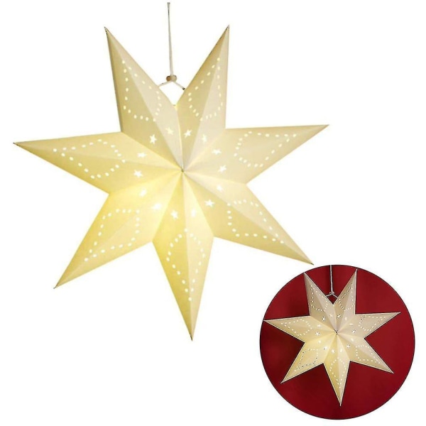 45cm Papir Stjerne Lampe Papir Jule Stjerner Med Belysning 3d Glødende Stjerne Vindue