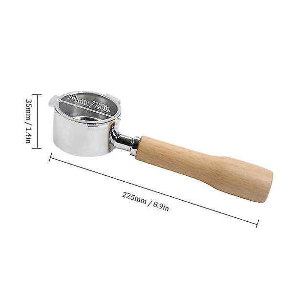 51mm Bottomless Portafilter med Filterkurv & Trehåndtak Erstatning for Delonghi Ec680 Ec685 Kaffemaskin Verktøy Gjenbrukbare Legeringfiltre