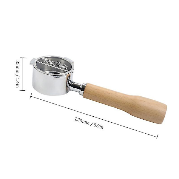 51mm Bottomless Portafilter til Kaffe med Filterkurv & Træhåndtag Udskiftning til Delonghi Ec680 Ec685 Kaffemaskine Værktøj Genanvendelige Legeringfiltre