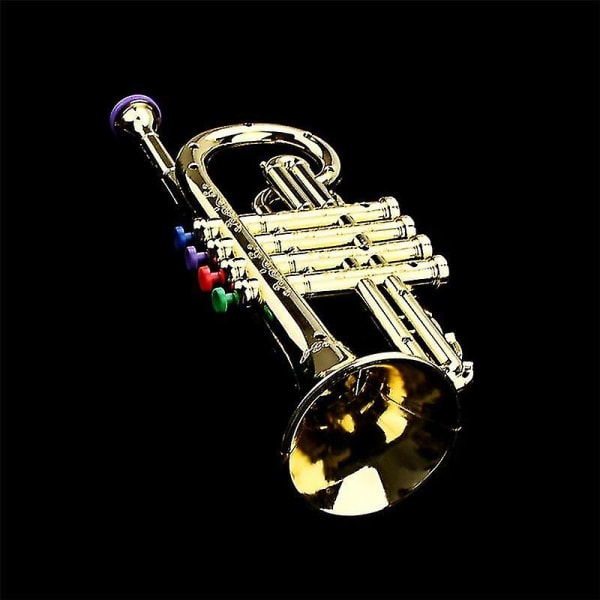 Trumpetti lasten musikaalinen koulutuslelu vatsalihasten kultainen trumpetti 4 värinäppäimellä