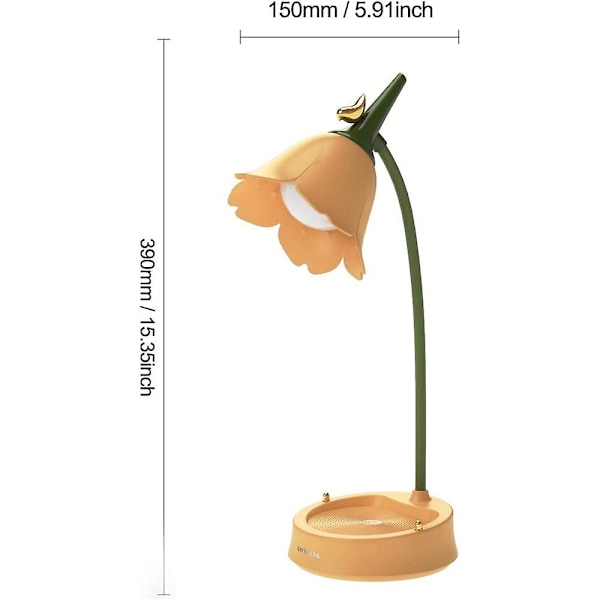 Børne skrivebordslampe 3 Farvetemperaturer Dæmpbar LED Skrivebordslampe Genopladelig Fleksibel Arm Berøringsfølsom Skrivebordslampe USB Natlampe
