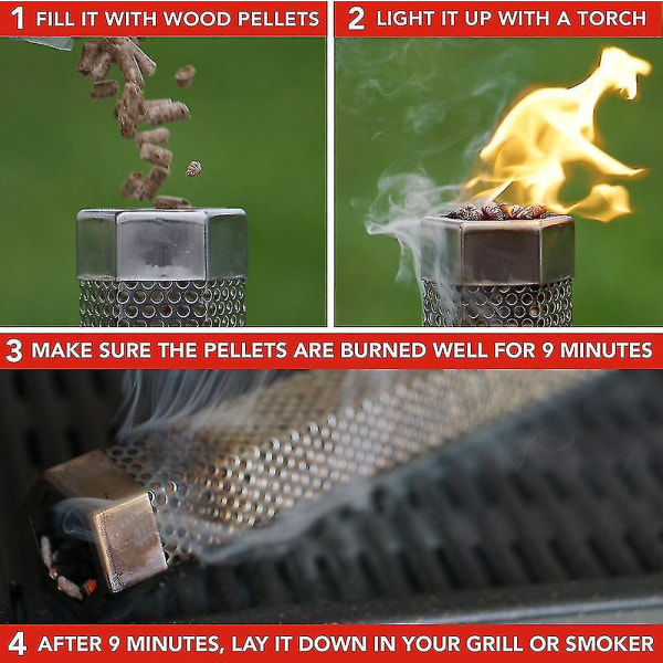 Pelletsrökare BBQ Sexkantigt rökrör för elektriska, kolgrillar