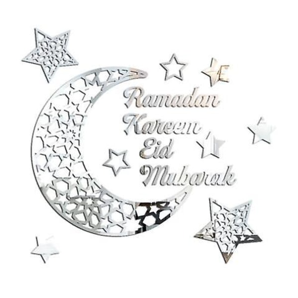 Ramadan-sisustus Eid-seinäkoriste, 3d Ramadan Moon Star -akryyliseinätarra, Eid Mubarak -sisustus muslimien islamin ramadan-juhlatarvikkeille