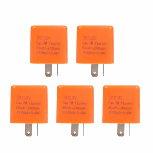 5 Pak LED Blinkrelais DC 12V 2 Pins Justerbar Elektronisk Blinkrelais til Motorcykel LED Blinklys Pære Ultra Blinkende