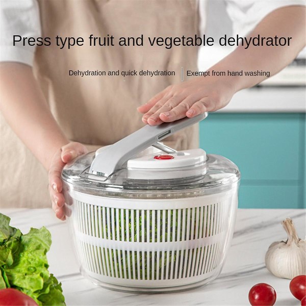 Salatspinner Manuell salatspinner for grønnsaksforberedelse, 1-hånds pumpe fruktsnurrer Frui
