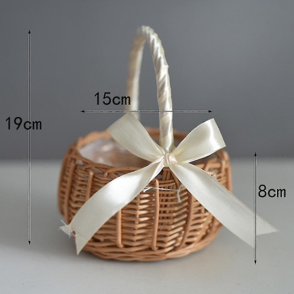 Woven Flower Basket Rattan Storage Basket Flower Girl Hand Basket, S