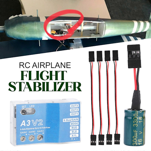 6-akset Gyro A3 V2 Flyvemaskine Flight Controller Stabilisator til RC Fly Ny js