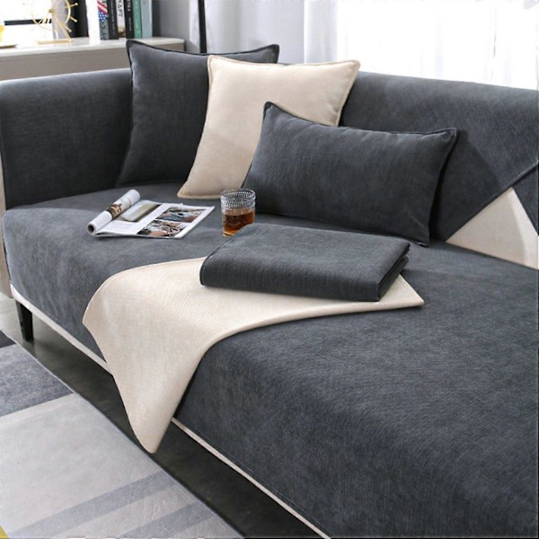 Soffskydd Enfärgad Sofföverdrag Soffskydd Mörkgrå Elegant hållbar stilren mysig