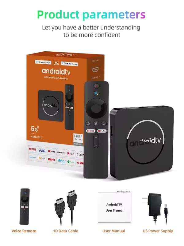 Smart TV-box 8K HDR med dubbla Wifi BT5.0 2G+8G