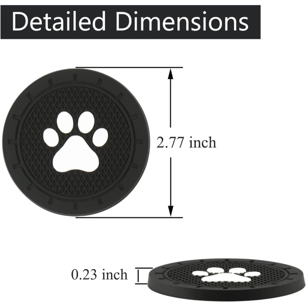 Bilstøtte-underlag, 4-pak PVC-pote-bilstøtte-underlag, universelle bil-skridsikre kopholder-indsatser, bilinteriørtilbehør - Sort