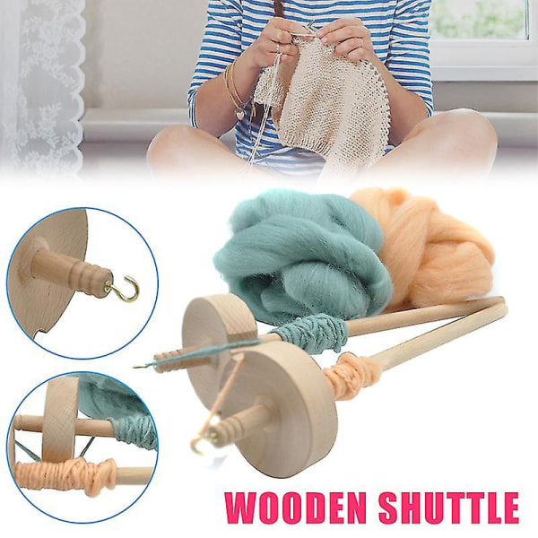 Drop Spindle Top Whorl Yarn Spin Hand Carved Wooden Tool Gift For Beginners