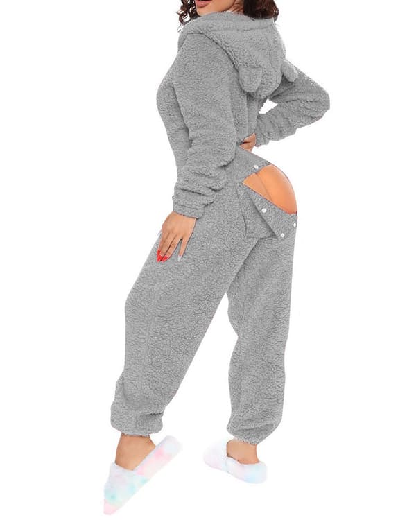 Onesien Pyjamas Lång Varm Borstad Bodysuit Light Gray l