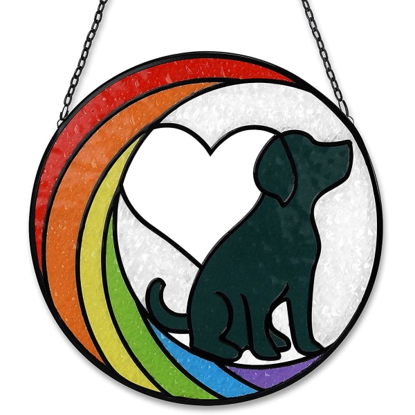 Hundeminnegaver Glassmaleriet Vindu hengende Regnbuebroen Solfanger Sympatigave til hundeelskere