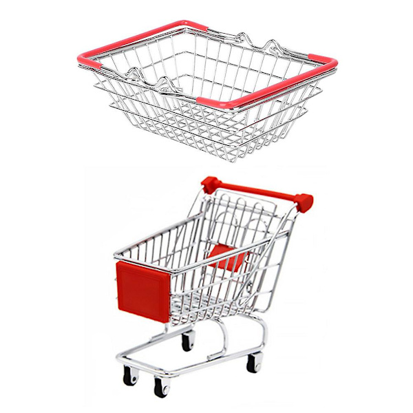 1 Set Leksaksaffär för Barn - Matkorg, Handvagn