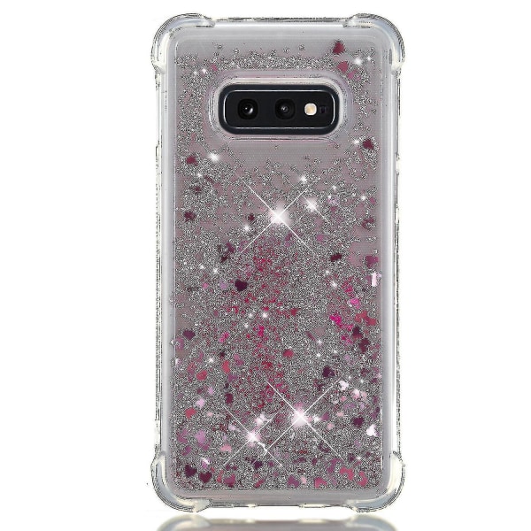 Samsung Galaxy S10e deksel Glitter Flytende Gjennomsiktig Glitrende skinnende Bling Krystallklart flytende Quicksand Cover Tpu Silikon - Rosegull