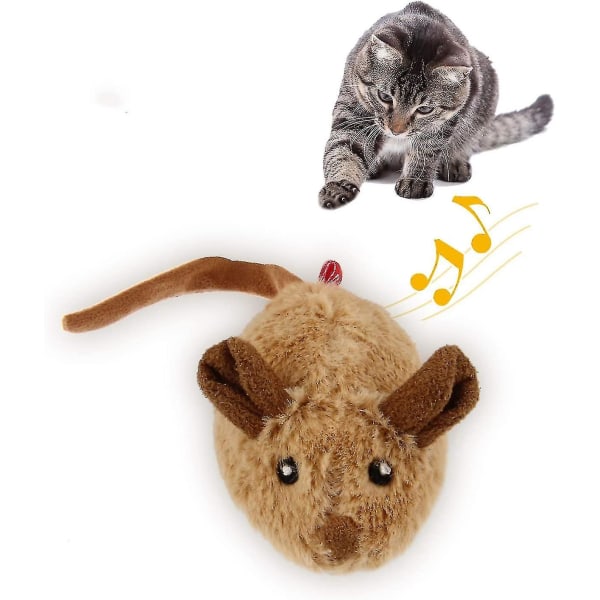 Gigwi interaktiv kattelegetøjsmus, bevægende automatisk kattelegetøj Mus Elektronisk med lodnet hale, Automatisk knirkende kattelegetøj til killing indendørs/udendørs træning