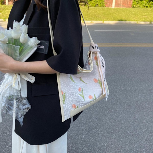 Sommer skuldertaske med blomster tulipan håndtaske tote taske gaver til jubilæum