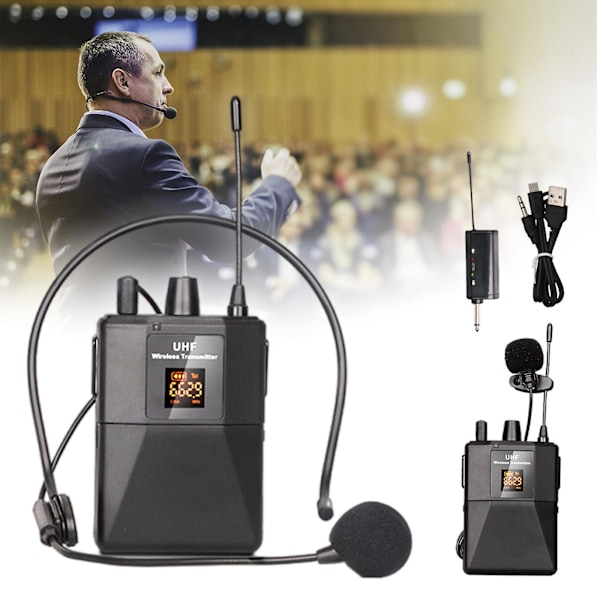 Trådlös UHF-lavaliermikrofon headset lapel-mikrofon bodypack-sändare mottagarefb ny