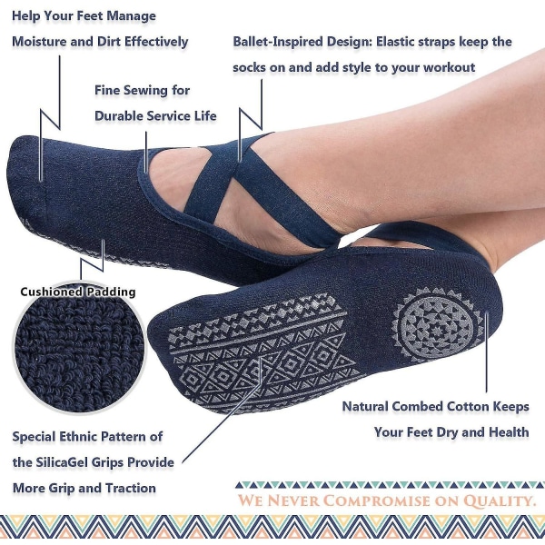 Sklisikre sokker til Yoga Pilates Barre Fitness sykehussokker til kvinner