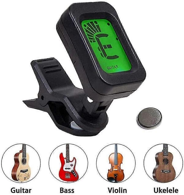 Gitarrstämmare digital elektronisk stämmare 360 graders justerbar gitarrstämmare för gitarr, bas, ukulele