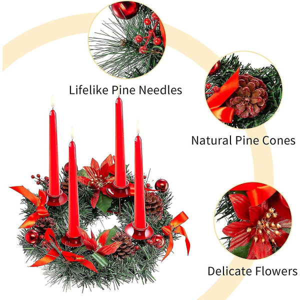 Juladventskransljusstake , Röd 30cm