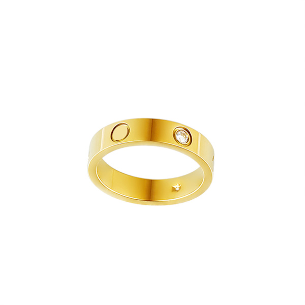 Kajia Ring Fashion Titanium Stål Elektropletning Par Ring Tre Diamant Ring Par 4mm Guld med Diamant No. 11