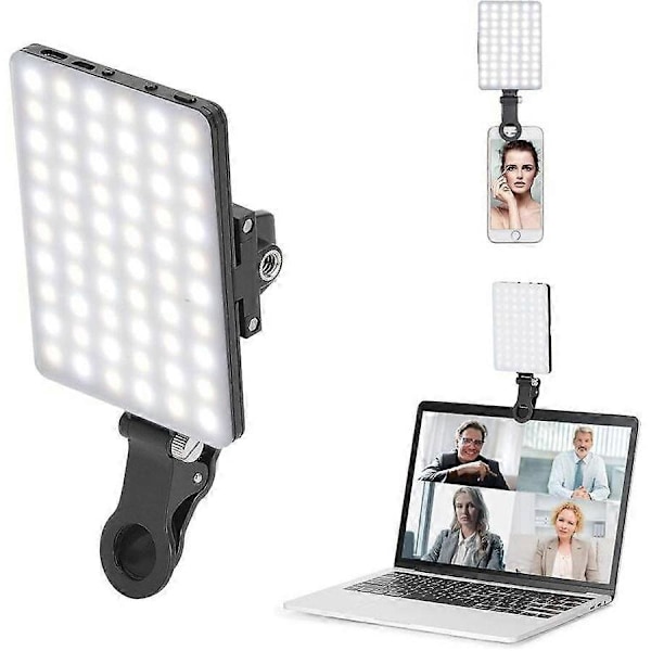 Bærbar 60 LED Fyldlys: Klipsdesign med 3 Tilstande til Makeup & Live-udsendelse