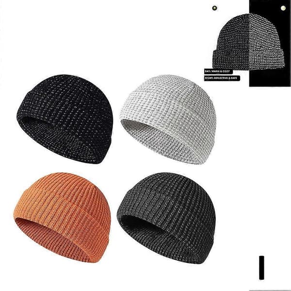 Natreflekterende silke strikket hue efterår/vinter huer unisex termiske kasketter Mixed 1