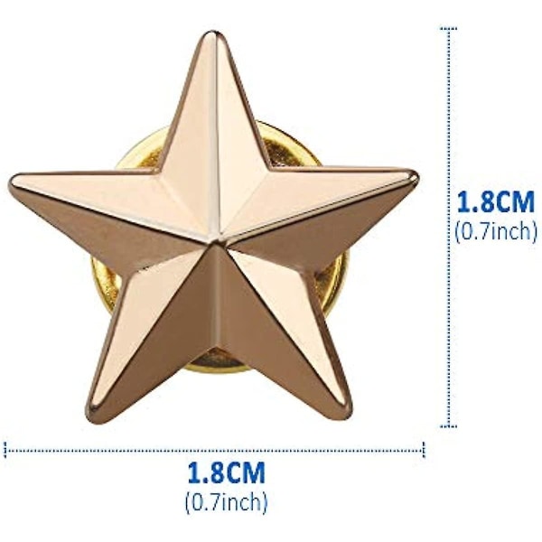 Fast Arrive 30 stykker Stjernemerke jakkeslagsnåler, 1,8 cm gullstjernenål 5 spiss stjernemerke for kvinner, menn, metallstjernemerke stjerne jakkeslagsnål kostymedekor