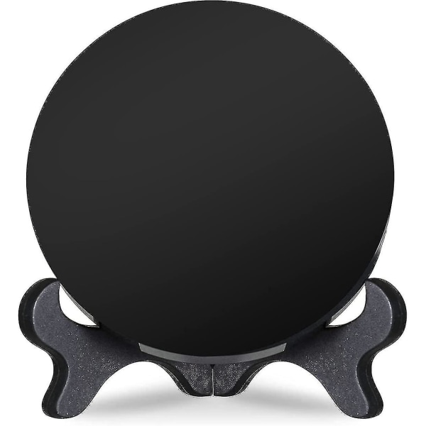 Svart Obsidian-skrikespeil, Naturlig svart Obsidian-skrikespeil for Feng Shui med stativ, Yoga Energy Mirror Interiør