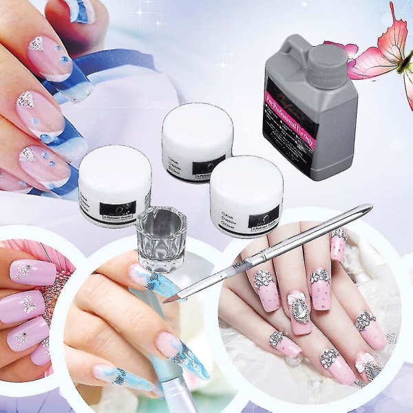 Bärbar nagelkonstverktygssats kristallpulver akrylvätskeskål