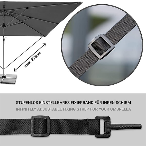 Cantilever-parasolfastgørelsesstropper forhindrer parasollen i at rotere i vinden Svingparasol vindbeskyttelsesanordning