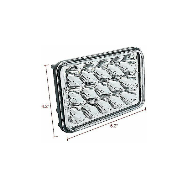 2 st 4x6 tum 90W LED-lampor Kristallklara strålkastare Rektangulära Ersättningsförseglade strålkastare