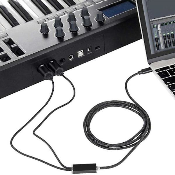 MIDI til USB-C Type-C Kabel USB MIDI Konverter med indikatorlys til elektronisk computer