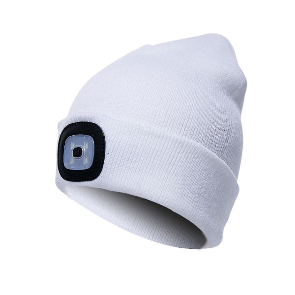 Knit Hat Unisex Beanie med LED-blitz, USB genopladelig, 4 LED S