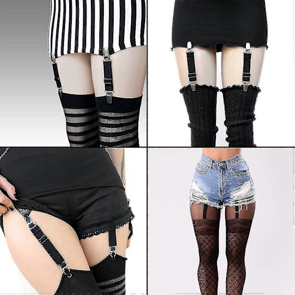 Justerbare Strømpeholdere Elastiske Dobbeltvej Thigh High Suspenders Ande næb Spænde Anti-slip Sokker Bælte Fastgørelsesstropper Skjorteholder Låsende Klemmer Til